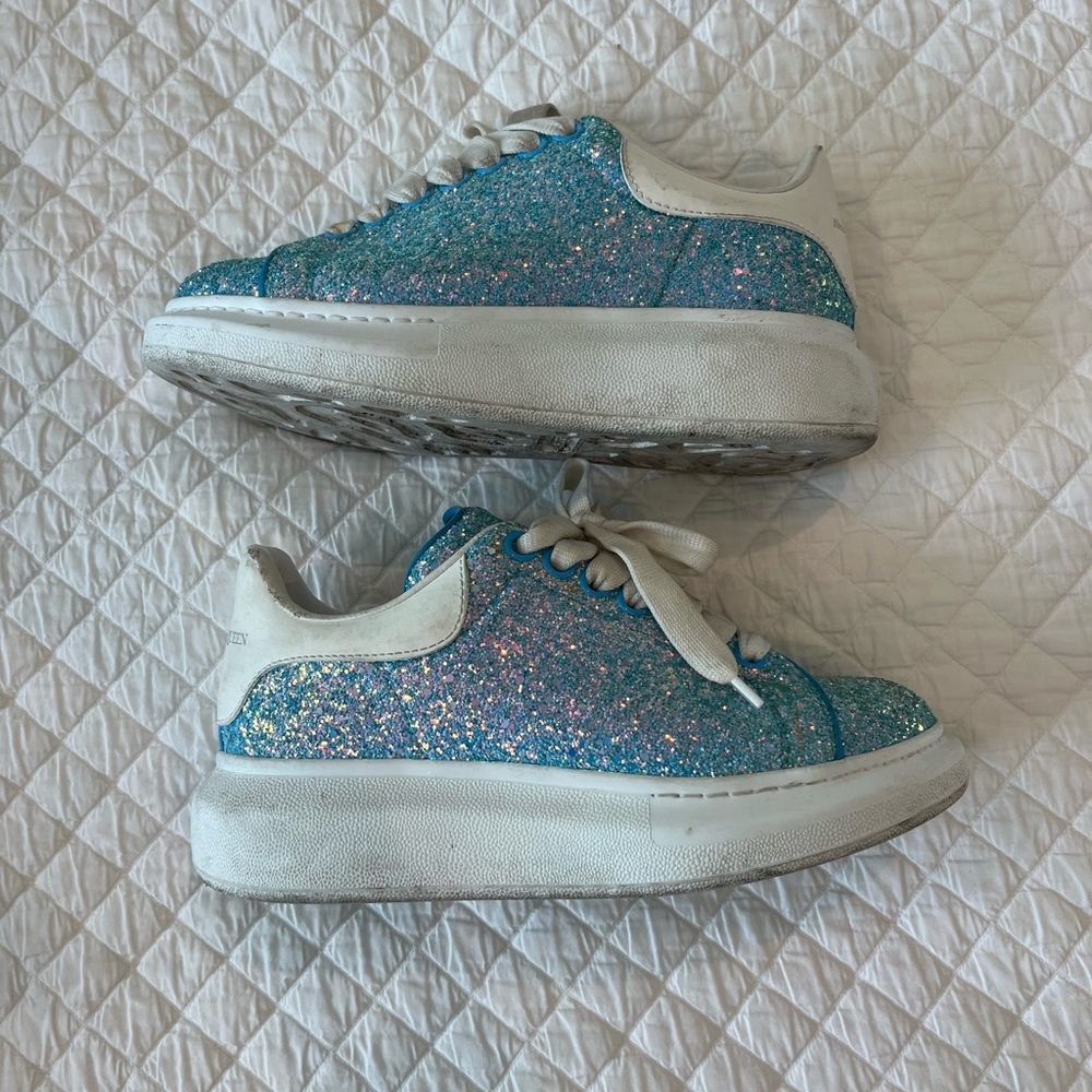 Alexander Mcqueen Blue Glitter Sneakers
